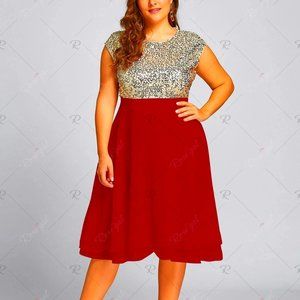 Holiday Plus Size Sparkly Sequin Cocktail Dress